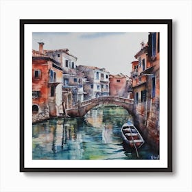 the Ponte d'Alto in the canal of Venice, Italy Art Print