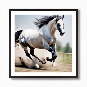 White Horse Galloping 2 Art Print