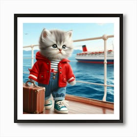 Cat On A Cruise Ship Art Print