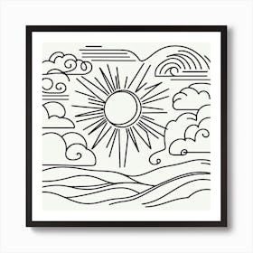 Sun and clouds Picasso style 2 Art Print