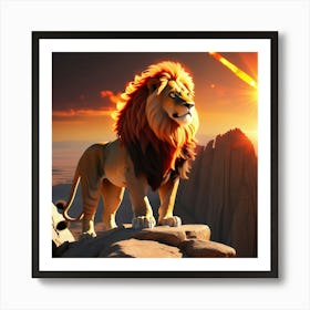 Lion On The Rock Art Print