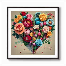 Heart shaped spring flowers 1 Art Print