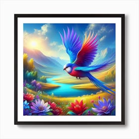 Bird with colours Art Print