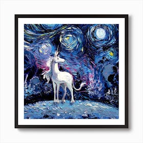 Unicorn Starry Night Print Van Gogh Art Print