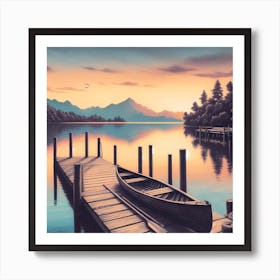 Canoe Dock Art Print