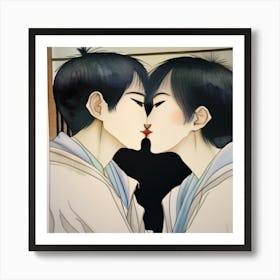 Kissing Couple Art Print