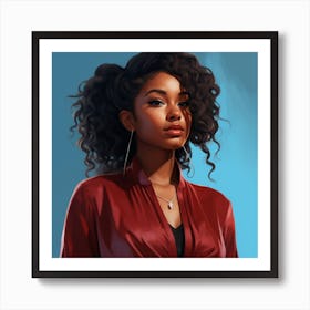 Artwork of a Stylish Queen, Black Woman Magic in Minimal Brilliance Art Print