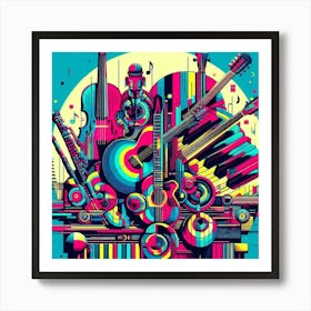 Abstract collage of musical instruments Art Print