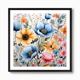 Watercolor Flowers 6 Art Print