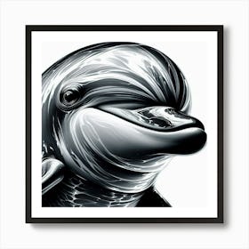 Black And White Dolphin Art Print