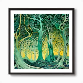 Nature Trees Forest Mystical Forest Jungle Art Print