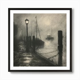 Night At The Docks Art Print