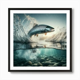 Fish Jumping Out Of Water Art Print