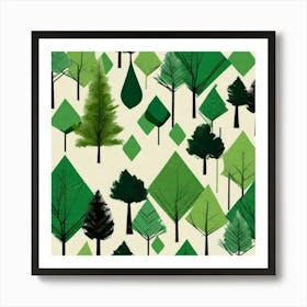 Trees of forest paper style Art Print