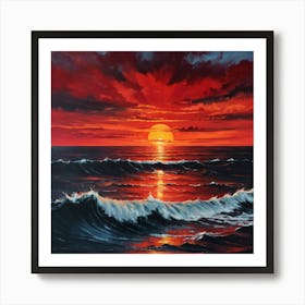 Sunset Over The Ocean 2 Art Print