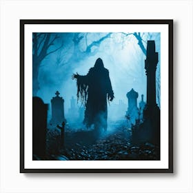 Silhouette Of A Daemon Enveloped In Fog Human Costumes Hinting At A Scary Presence Steam Rising To (2) Art Print