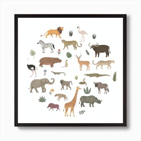 Safari Animals Nursery Animal Art Print