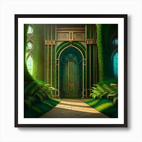 Temple Run Theme, Fairytale Castle, Green Castle, Digital Art Print, Home Decor Art Print