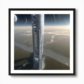 In The Year 2154, Humanity Has Finally Achieved The Long Sought Goal Of Building A Space Elevator, A Towering Structure That Stretches From The Surface Of The Earth To Geostationary Orbit Art Print