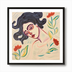 Woman With Flowers 05 Art Print
