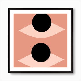 Pink Eyes With Black Dots Art Print