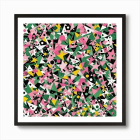 Pink And Green Triangles Art Print