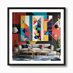 Novel, show-stopping, full-screen wall art with bold shapes, vibrant colors, and abstract patterns.4 Art Print