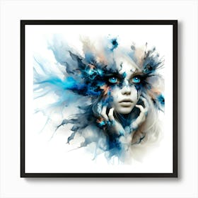 Digital Of A Girl With Blue Eyes Art Print