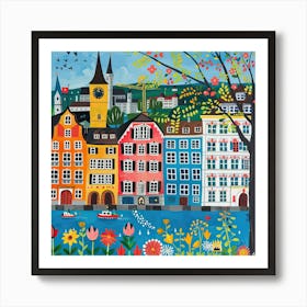 Kids Travel Illustration Zurich 1 Affiche