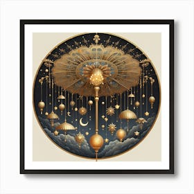 Moon And Stars Art Print