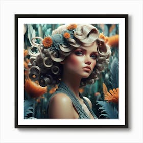 Beautiful Girl With Flowers Art Print