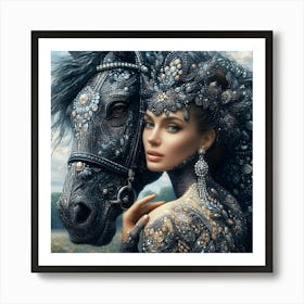 Woman With A Horse 2 Art Print