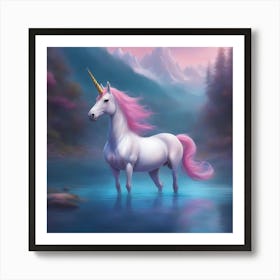 Unicorn In The Water 4 Art Print