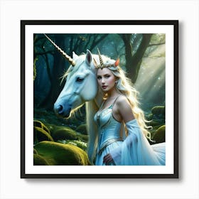 Unicorn In The Forest 2 Art Print