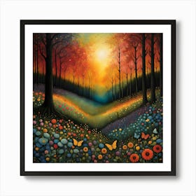 Forest At Sunset Art Print