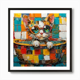 Cat In A Bowl 3 Art Print