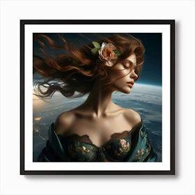 Beautiful Woman In Space Art Print