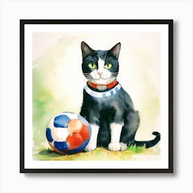 Soccer Cat Art Print