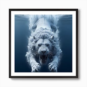 White Lion Underwater 1 Art Print