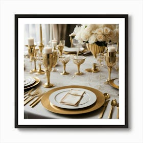 Gold Table Setting Art Print