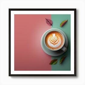 Coffee Cup With Autumn Leaves Art Print