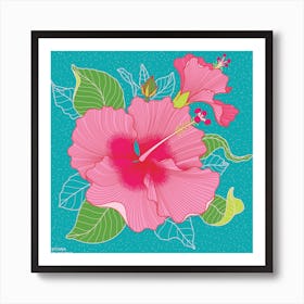 Hibiscus Flowers Square Art Print