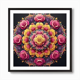 Rose mandala colorful 2 Art Print