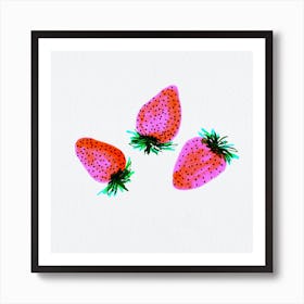 Red Lavender Sweet Strawberries Fruit Art Print