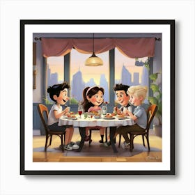 Friends For Dinner Cartoon Art Print 2 Art Print