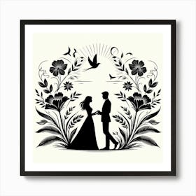 Silhouette of Couple 7 Art Print