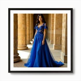 Blue Evening Dress 2 Art Print