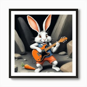 Rabbit Playing Guitar 5 Art Print