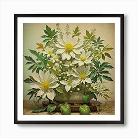 Vintage Flowers In A Vase Art Print