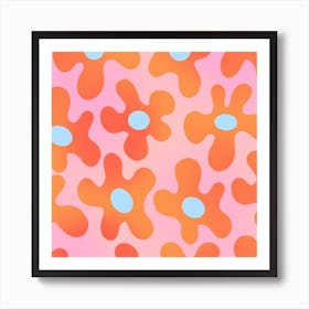 Flowers Orange Pink Square Art Print